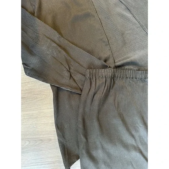 Eileen Fisher Women’s Vintage 100% Silk 3 Piece Set Pants Skirt Top Size L Green - Picture 2 of 11